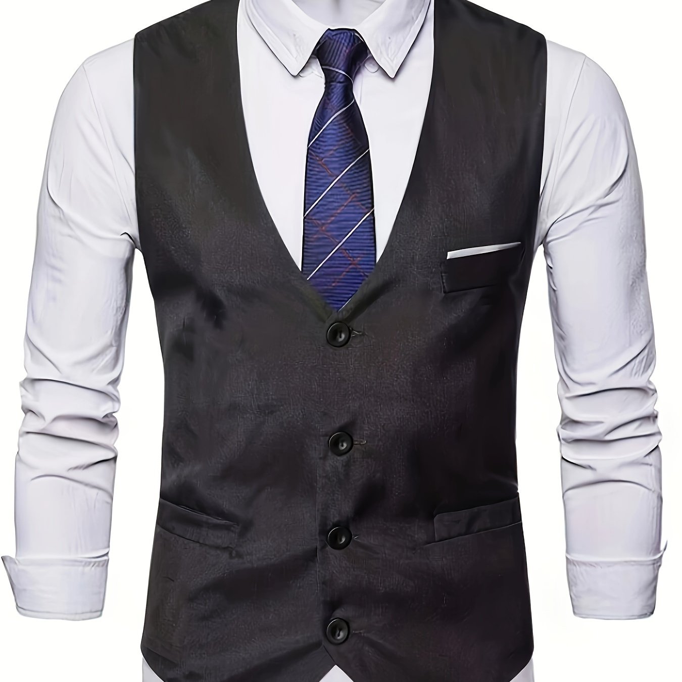 COLLARLESS POLYESTER VEST FOR MEN