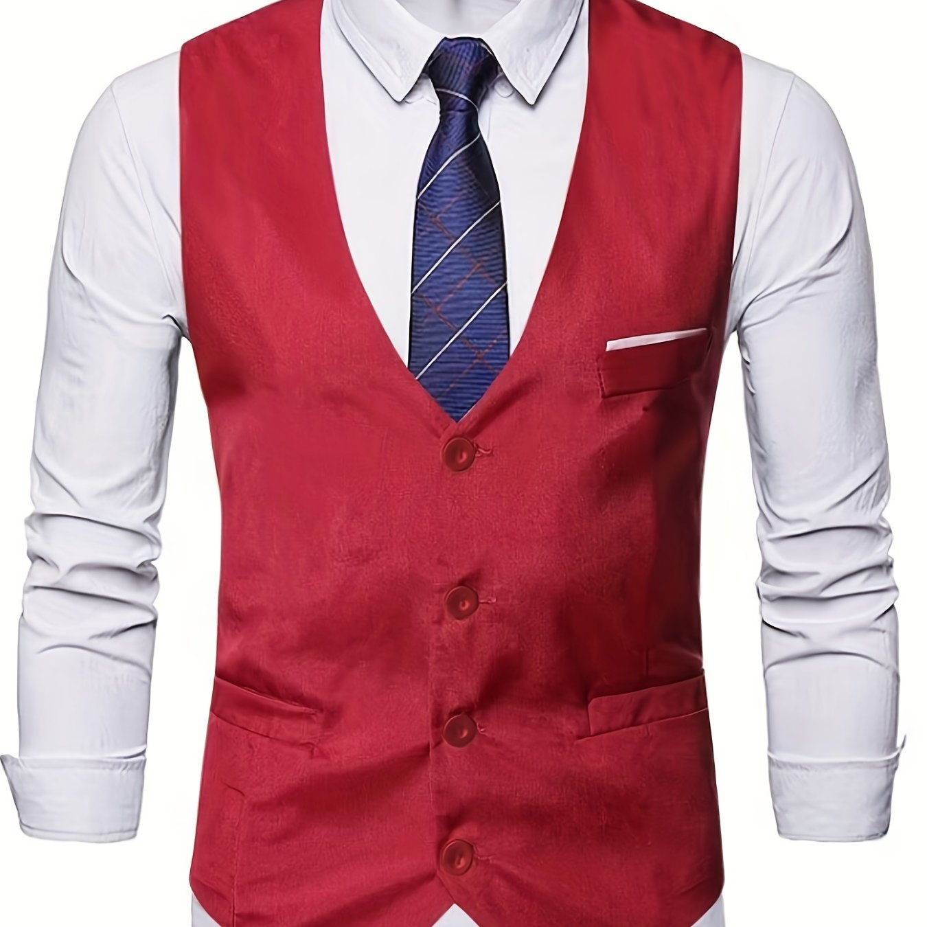 COLLARLESS POLYESTER VEST FOR MEN