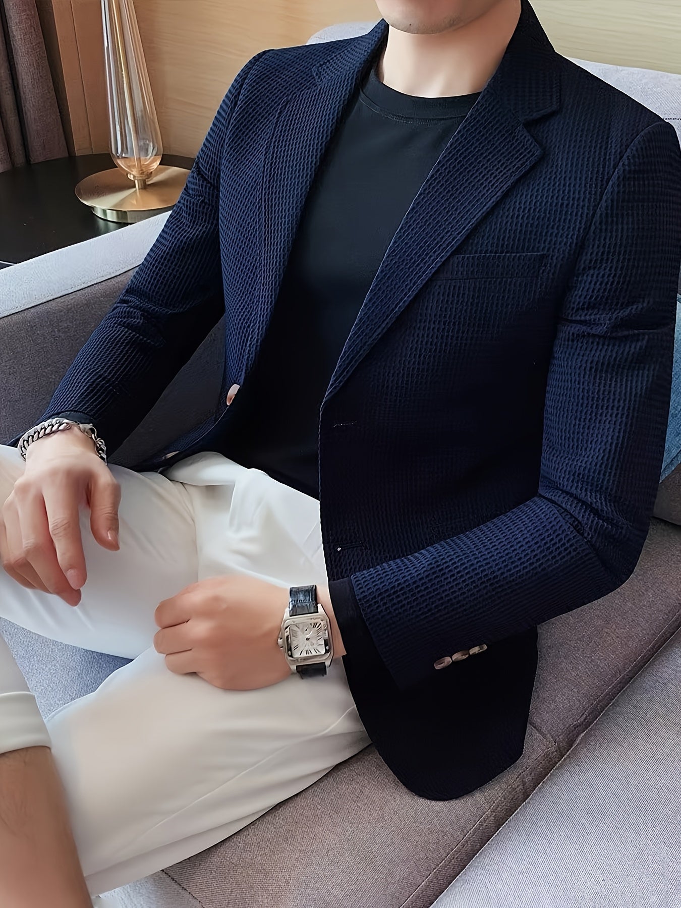 LAPEL KNIT BLAZER FOR MEN