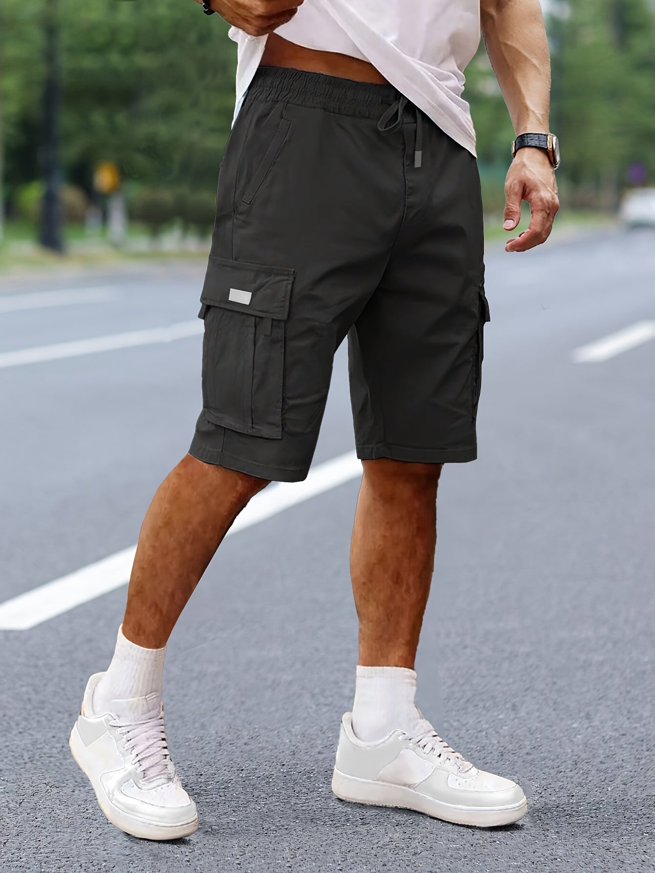 DRAWSTRING CARGO SHORTS FOR MEN