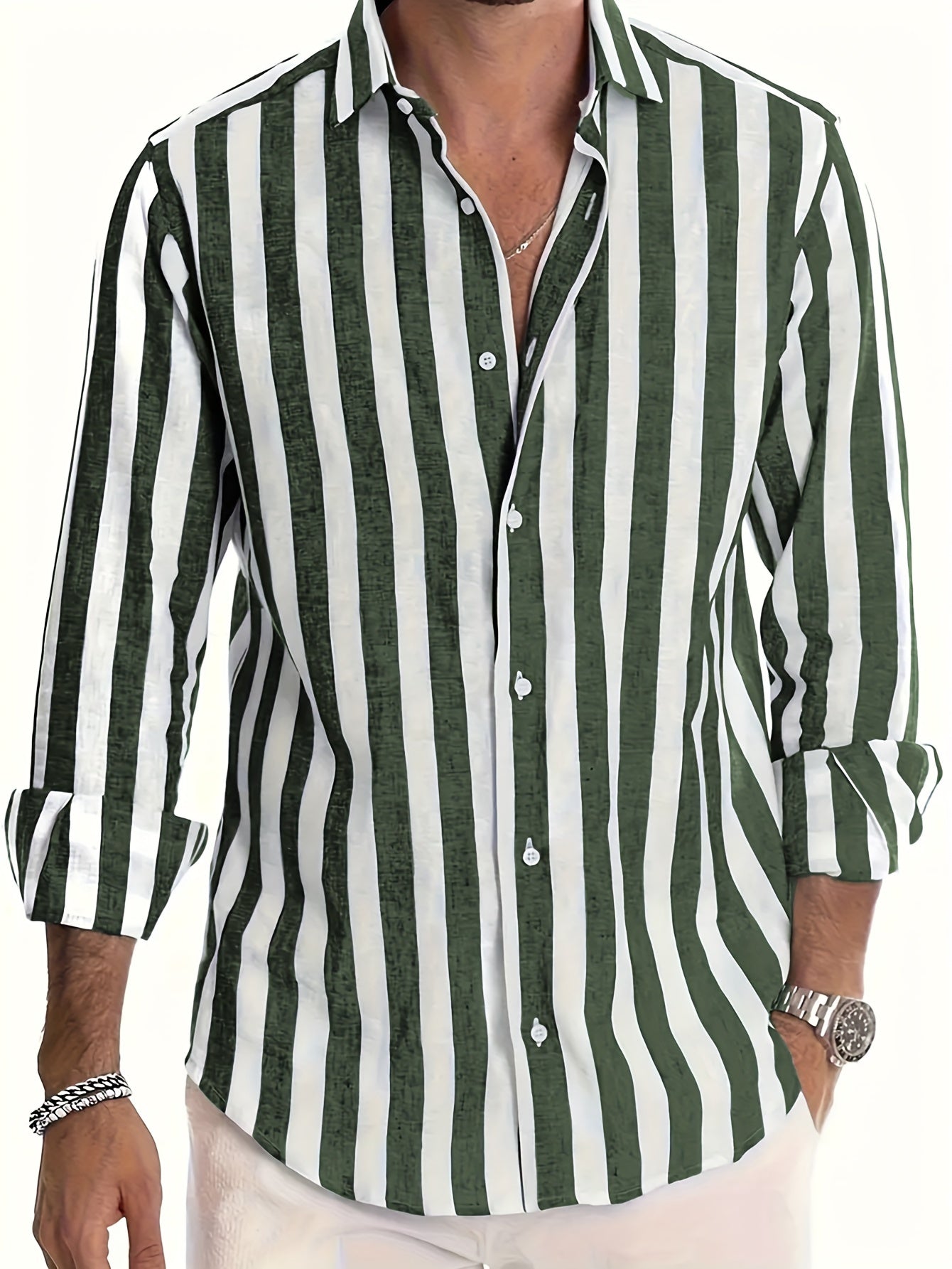 STRIPED LINEN SHIRT FOR MEN
