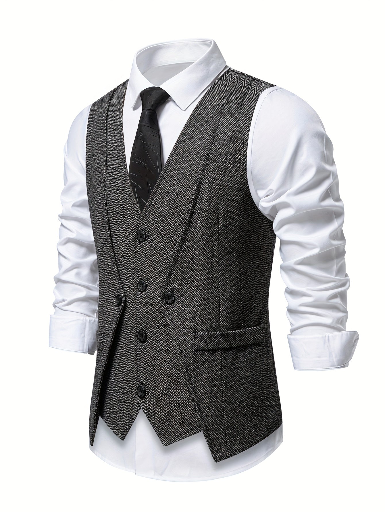 V NECK BUTTON VEST FOR MEN