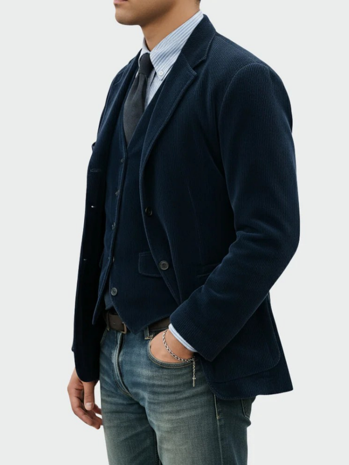 REFINED CORDUROY BLAZER SUIT FOR MEN