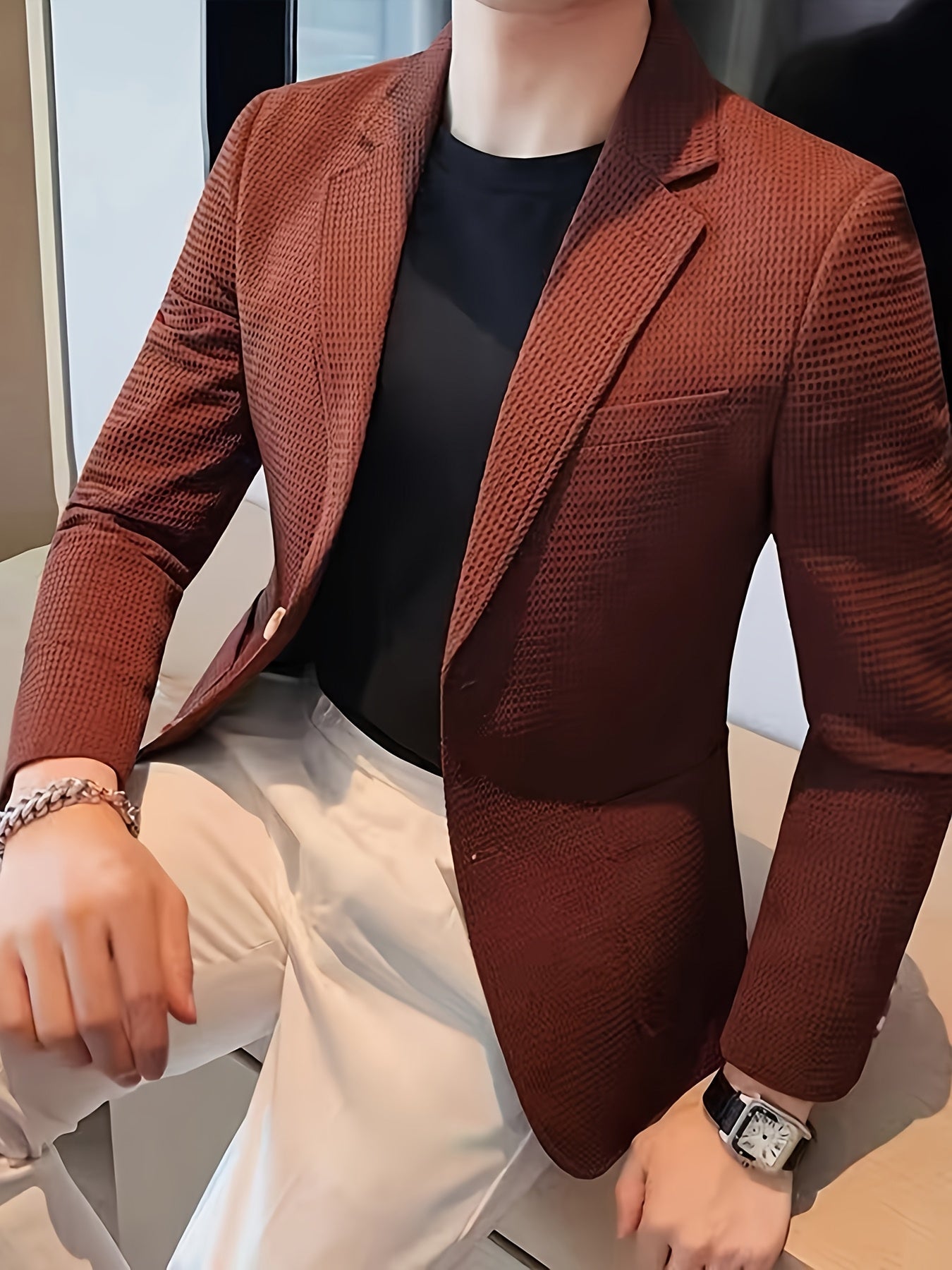 LAPEL KNIT BLAZER FOR MEN