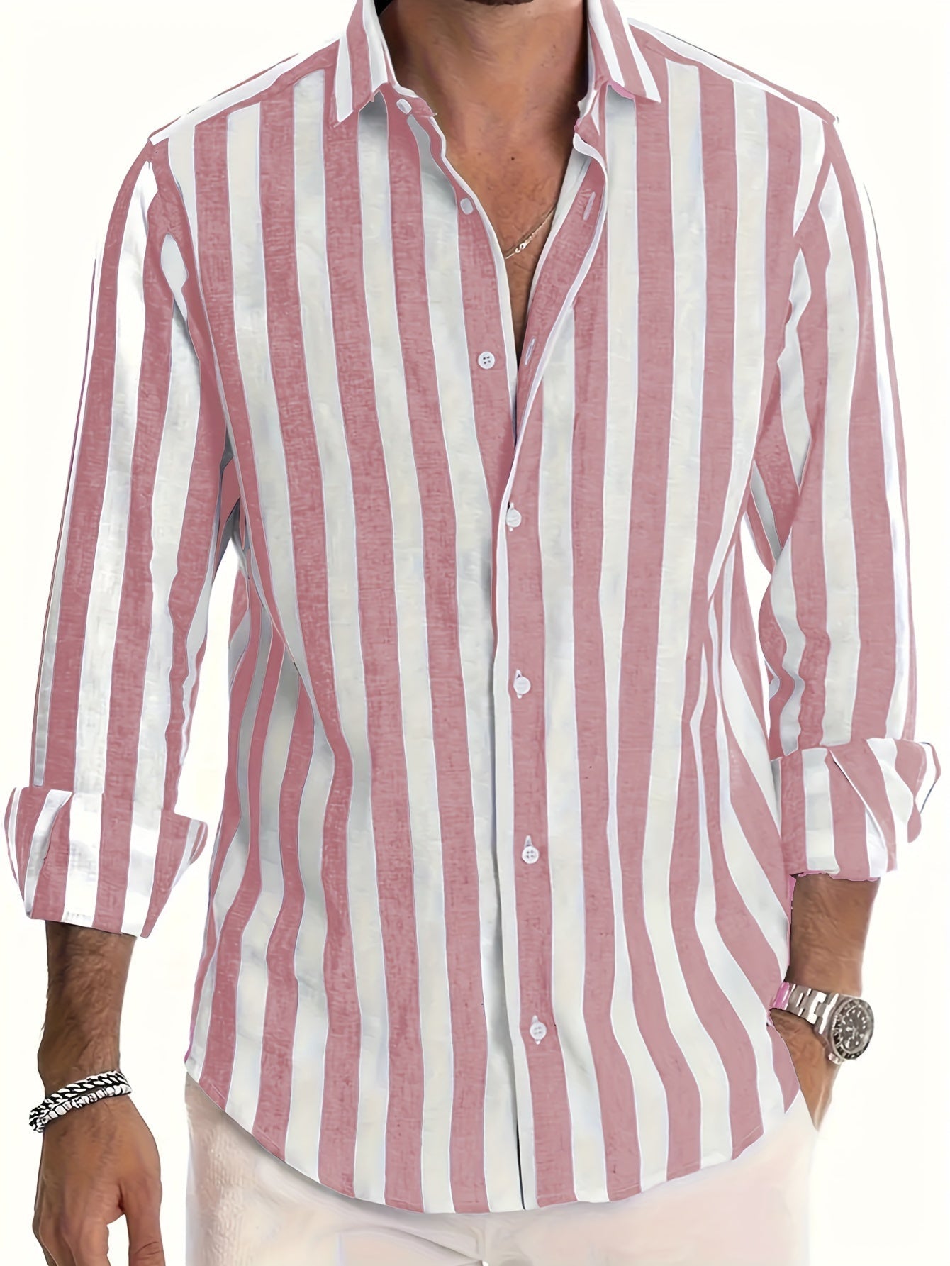 STRIPED LINEN SHIRT FOR MEN