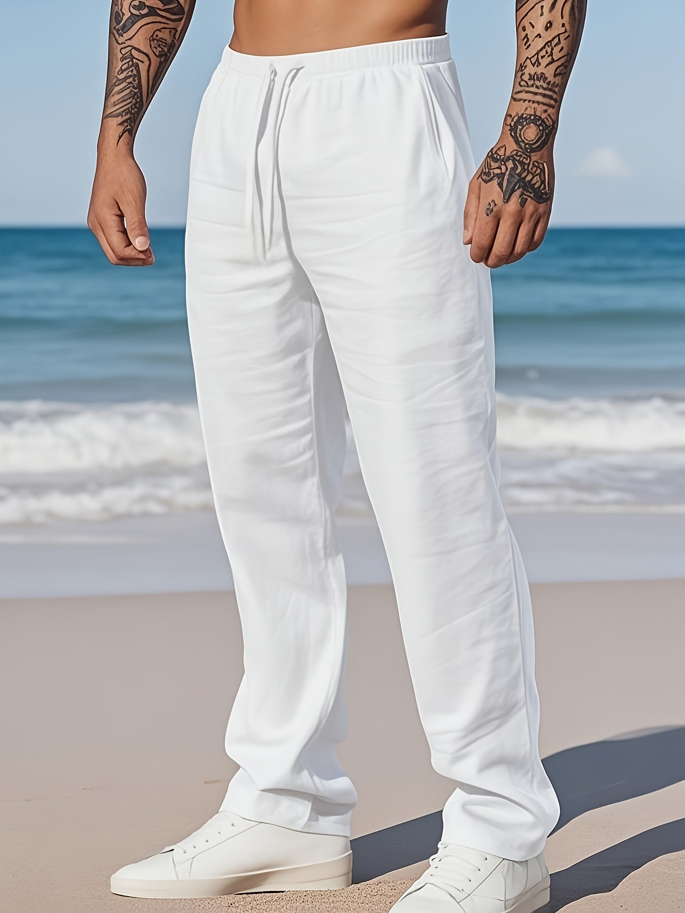STRAIGHT LINEN TROUSERS FOR MEN
