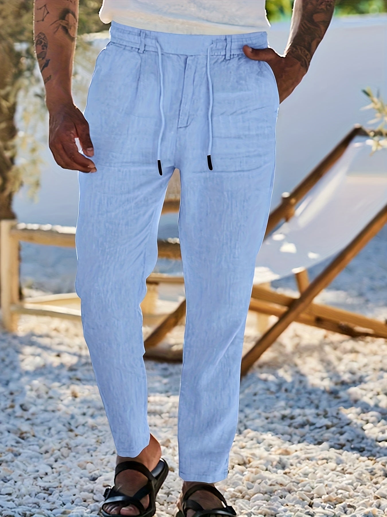 LINEN DRAWSTRING TROUSERS FOR MEN