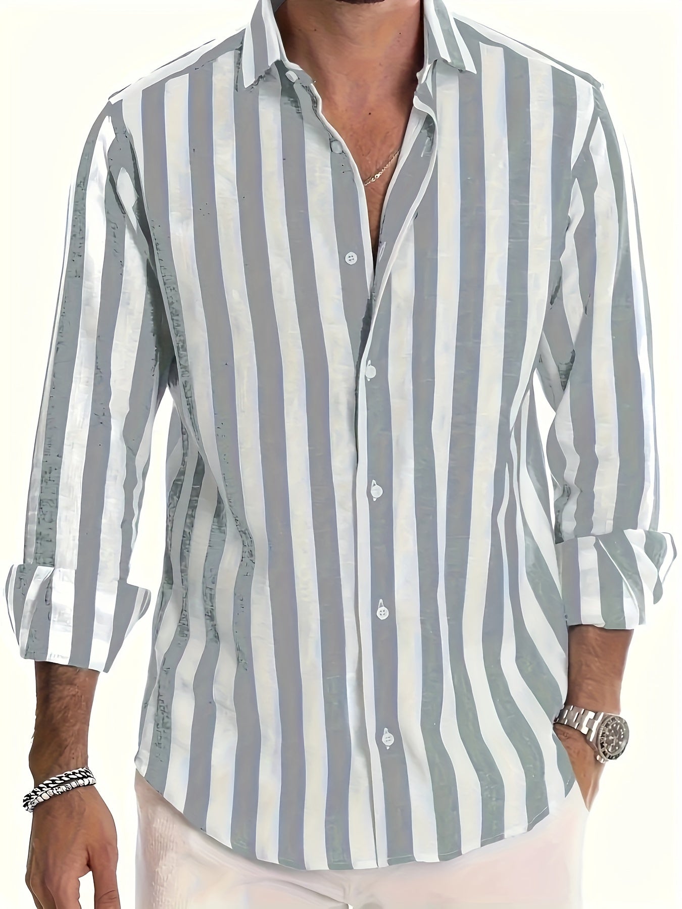 STRIPED LINEN SHIRT FOR MEN