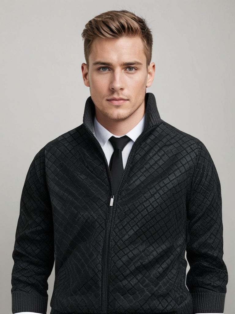 WAFFLE ZIP CARDIGAN FOR MEN