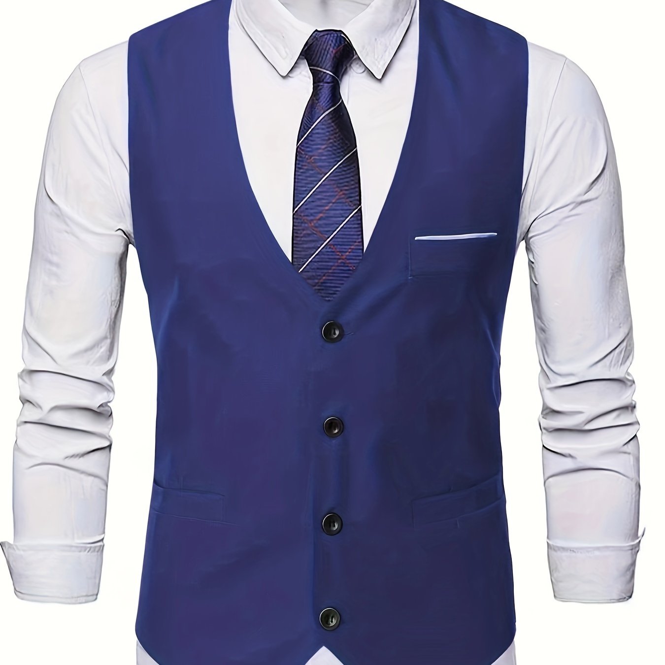 COLLARLESS POLYESTER VEST FOR MEN