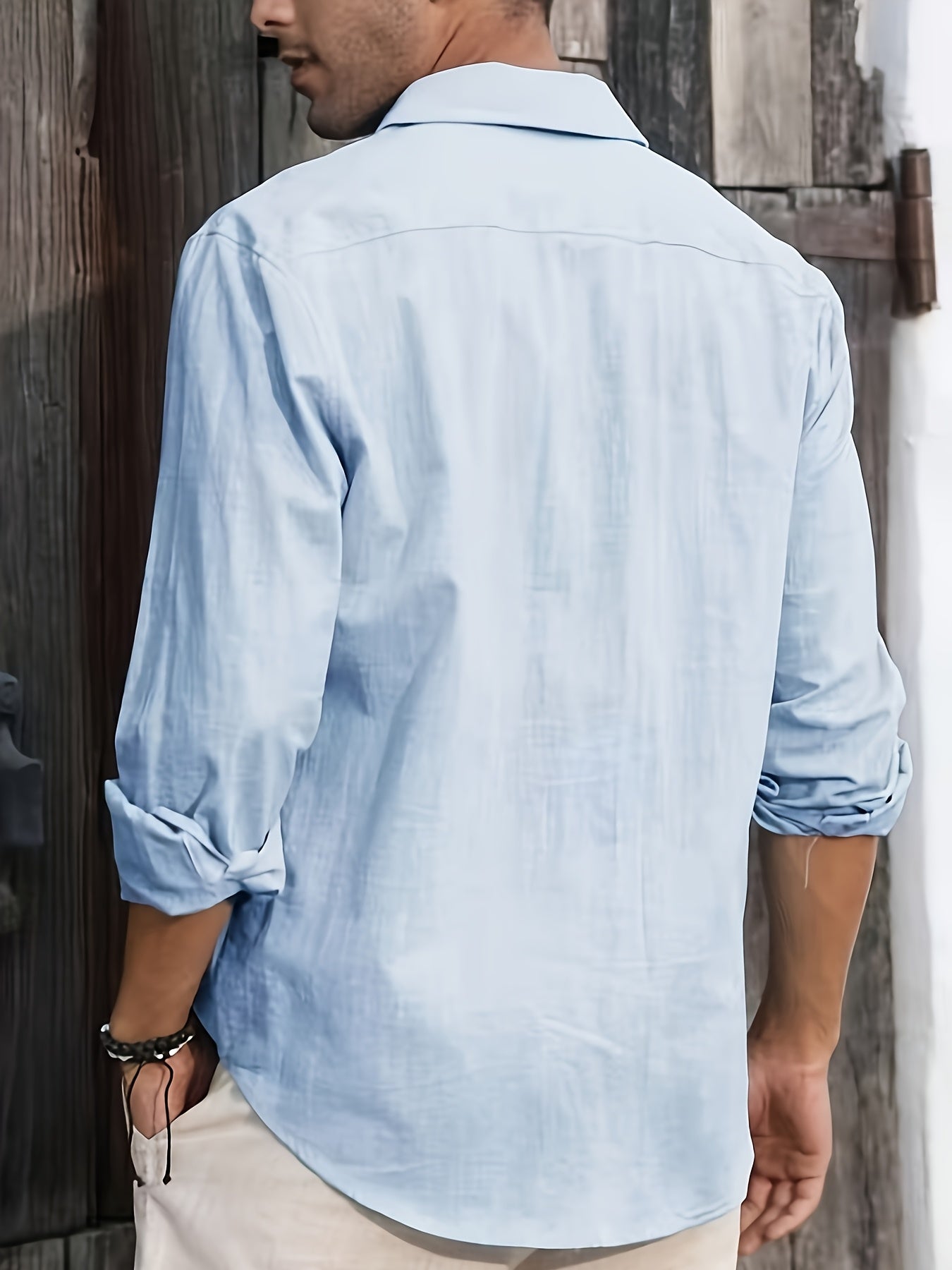 LINEN BLEND BUTTON SHIRT FOR MEN