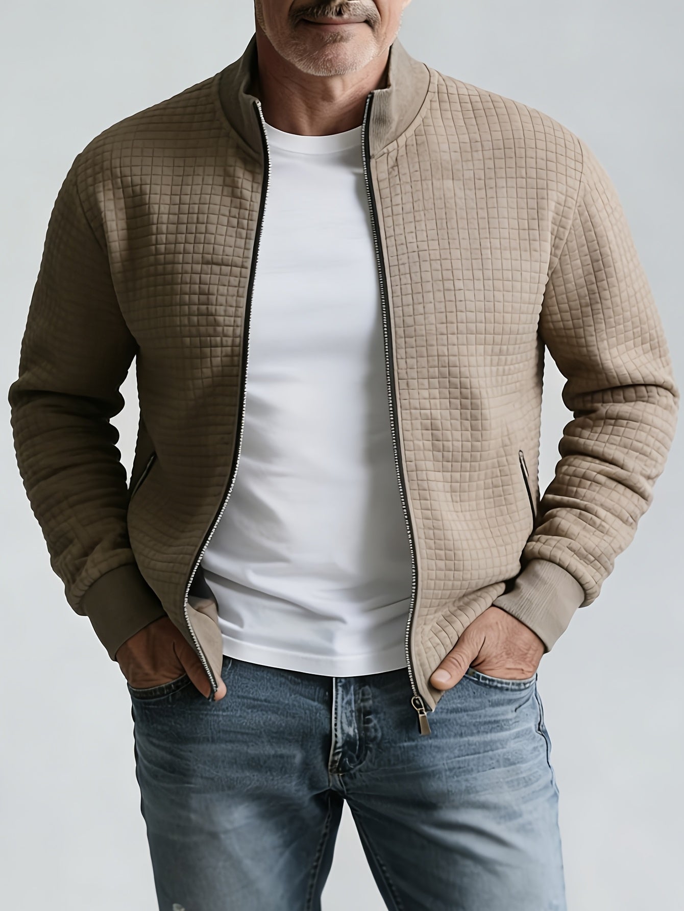 WAFFLE ZIP JACKET FOR MEN