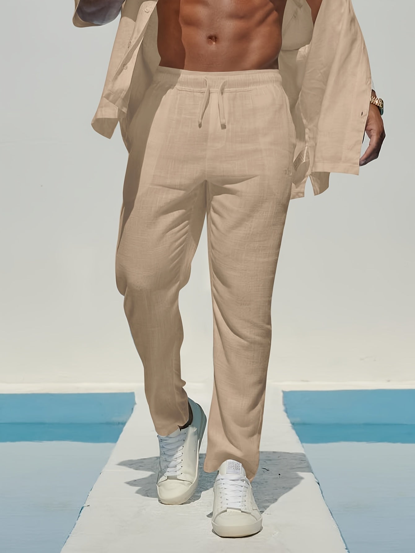 STRAIGHT LINEN TROUSERS FOR MEN