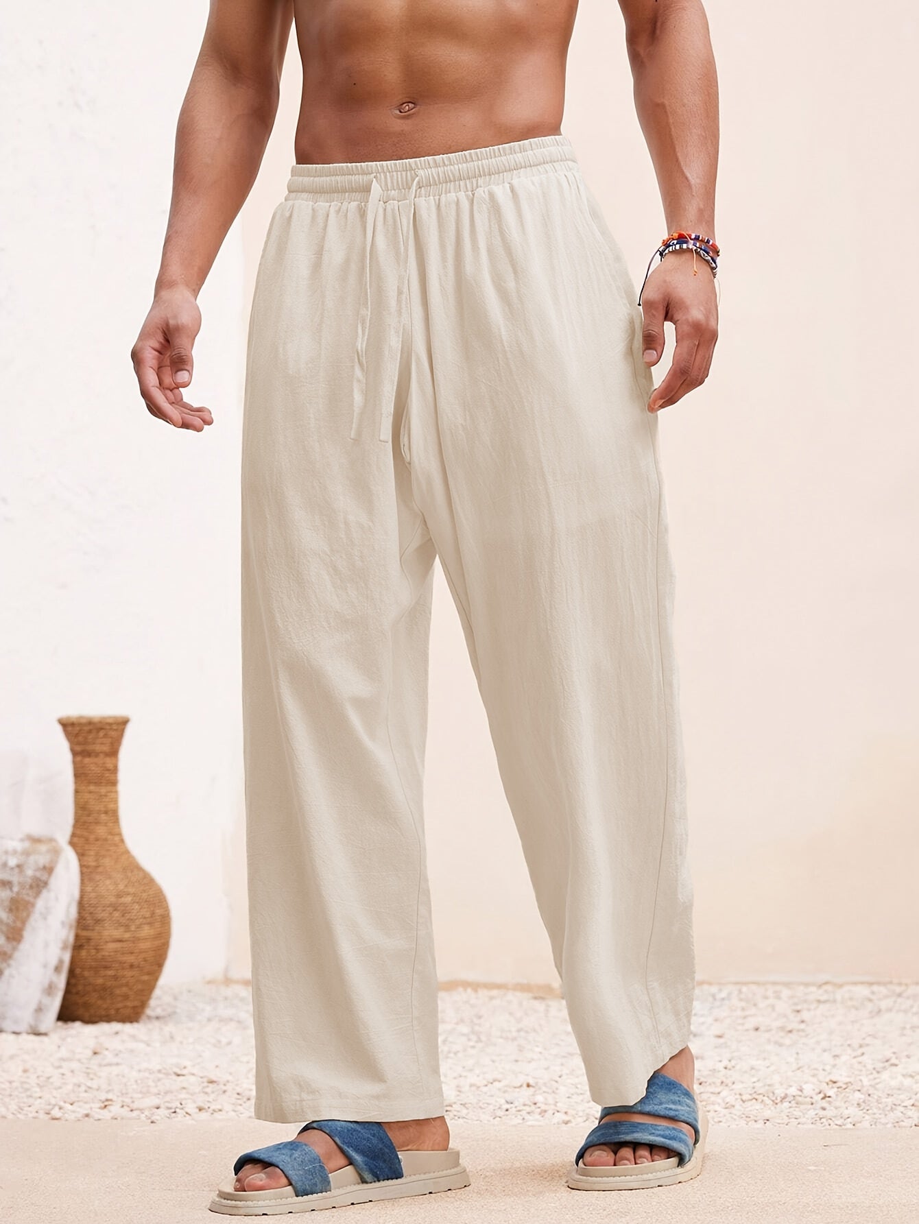SOLID COLOUR TROUSERS FOR MEN