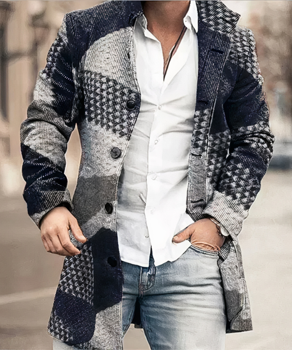 BUTTON TRENCH COAT FOR MEN