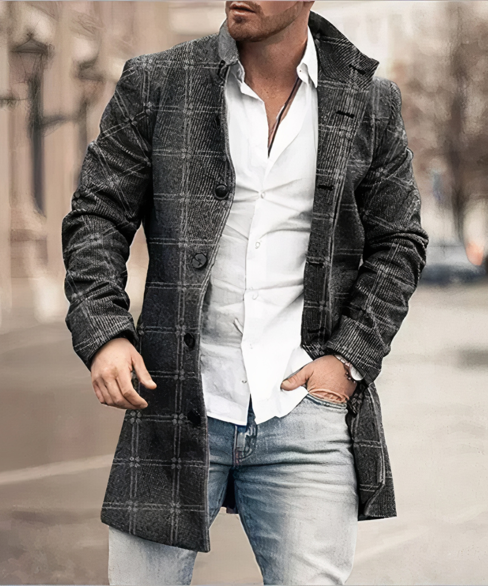 BUTTON TRENCH COAT FOR MEN