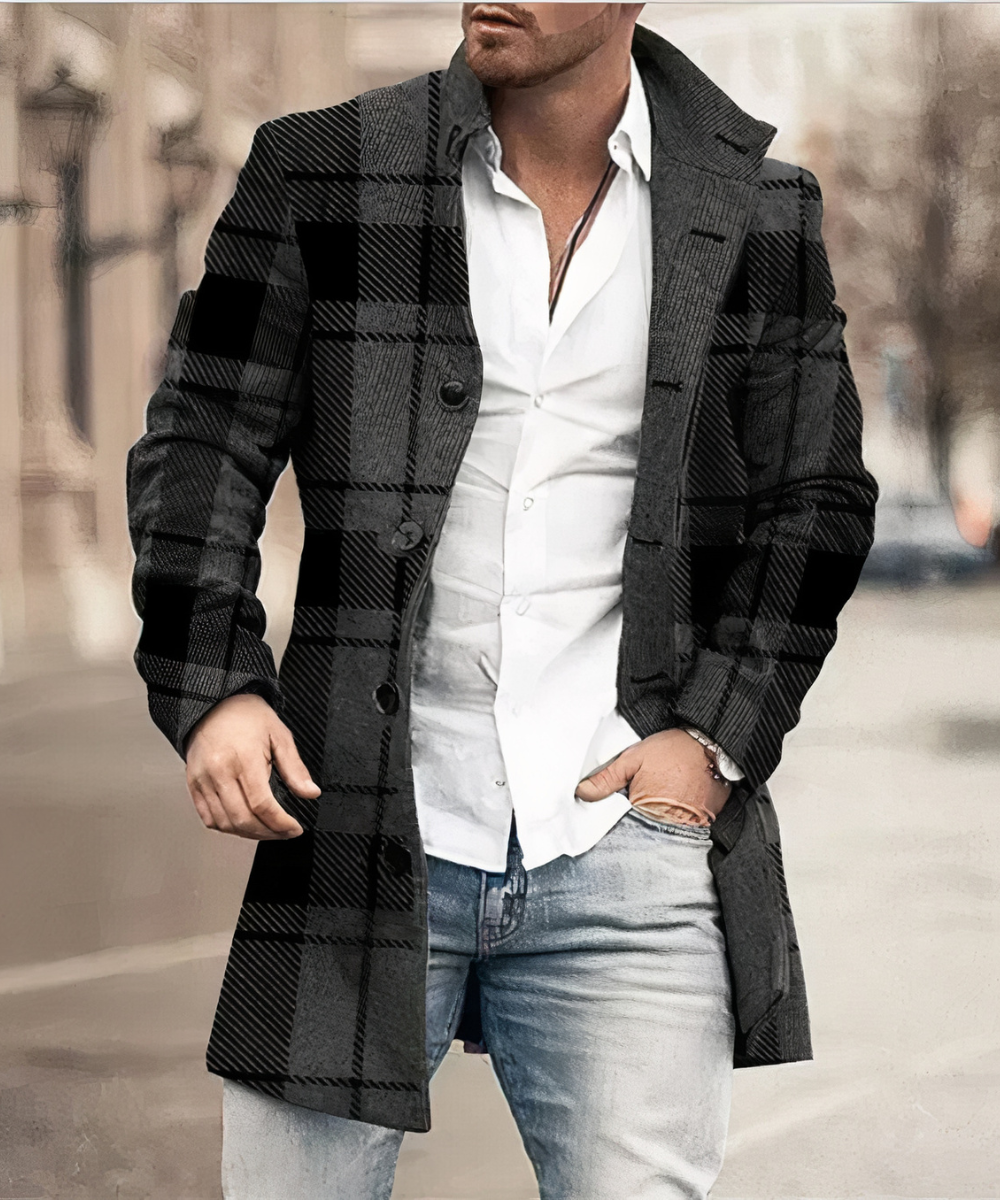 BUTTON TRENCH COAT FOR MEN