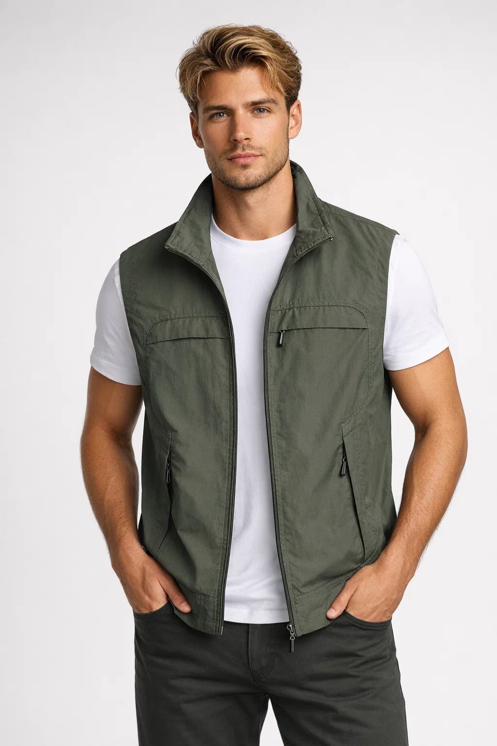 ZIP POCKET VEST FOR MEN