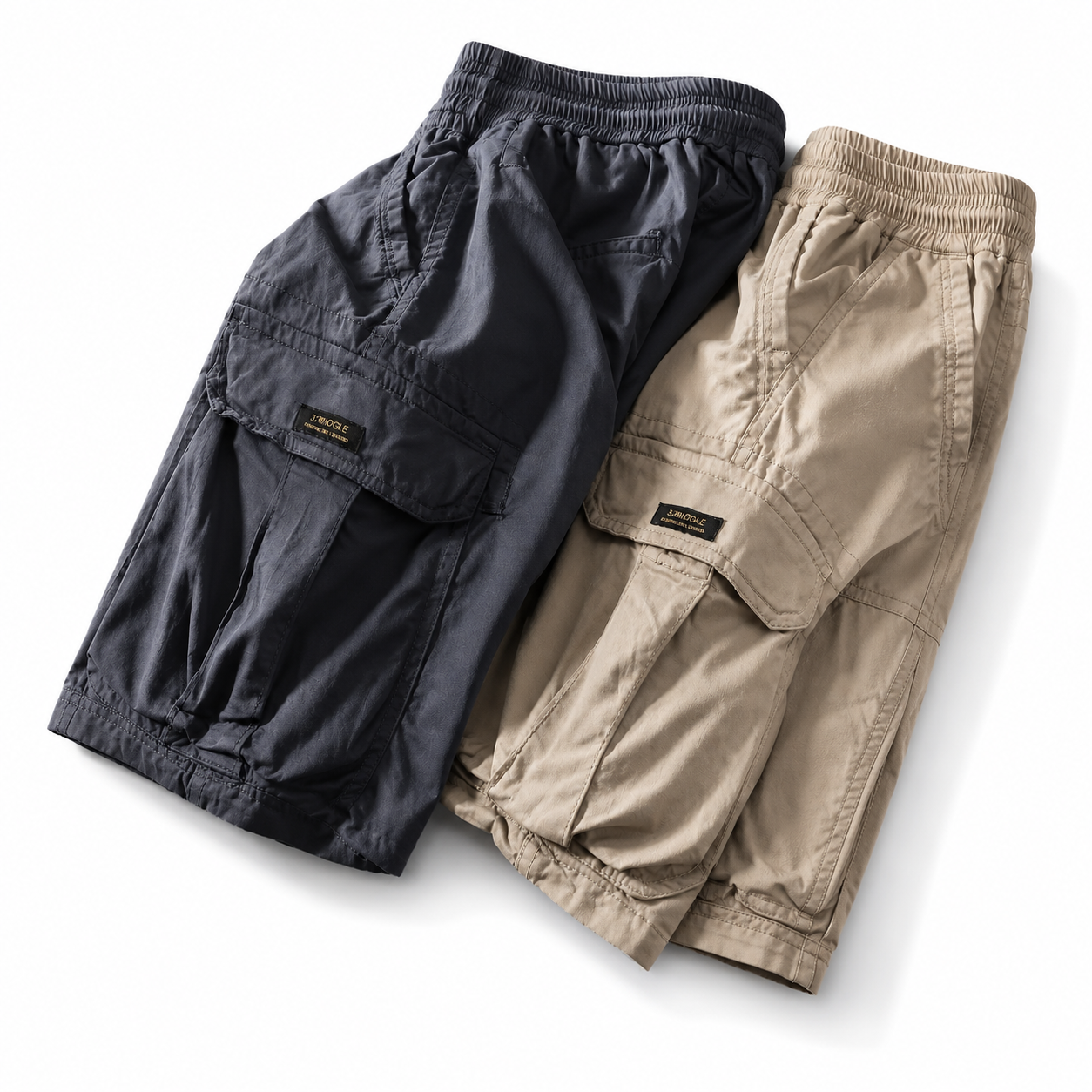 ELASTIC WAIST CARGO SHORTS FOR MEN
