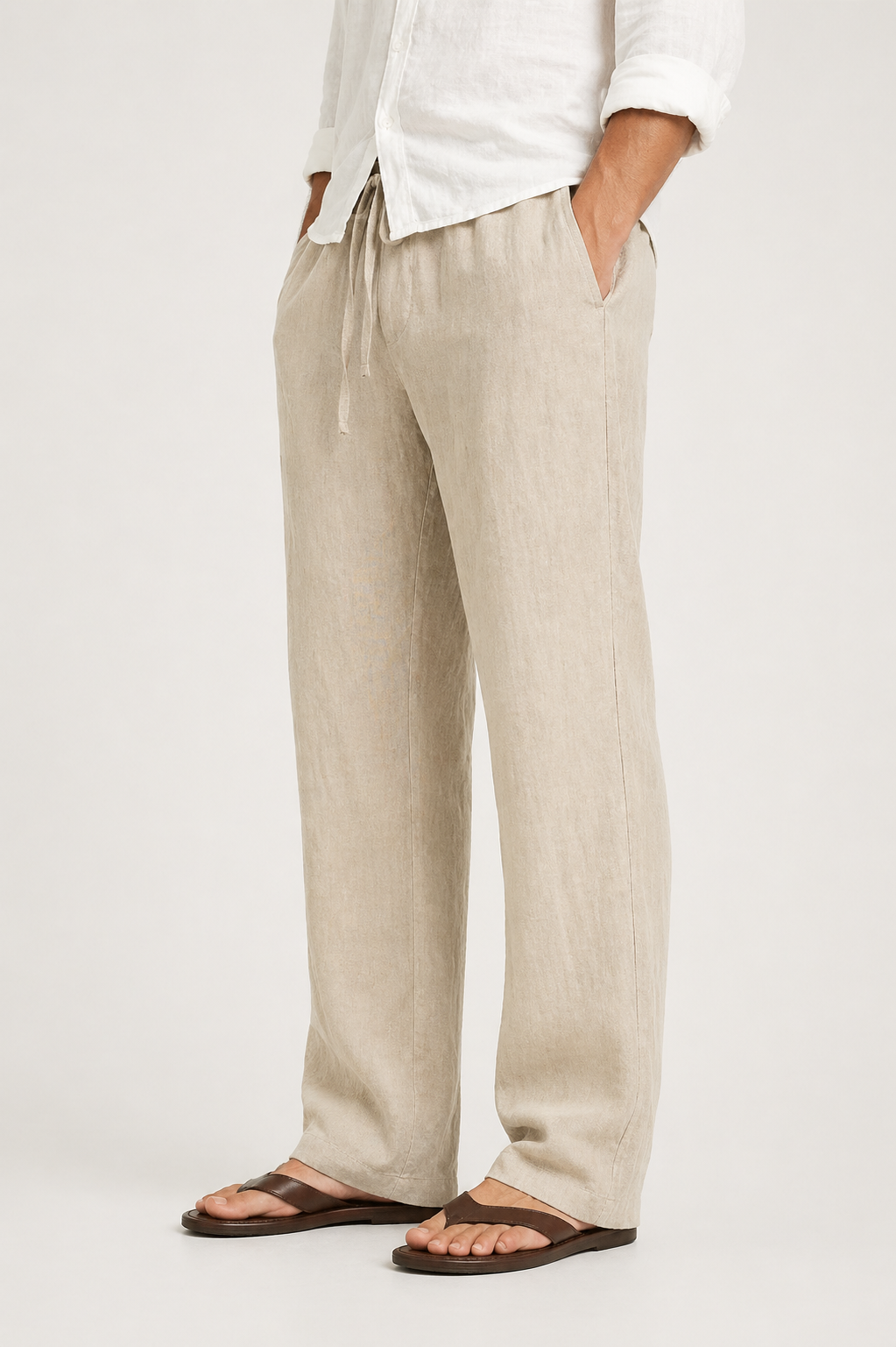 LINEN LOOK TROUSERS FOR MEN