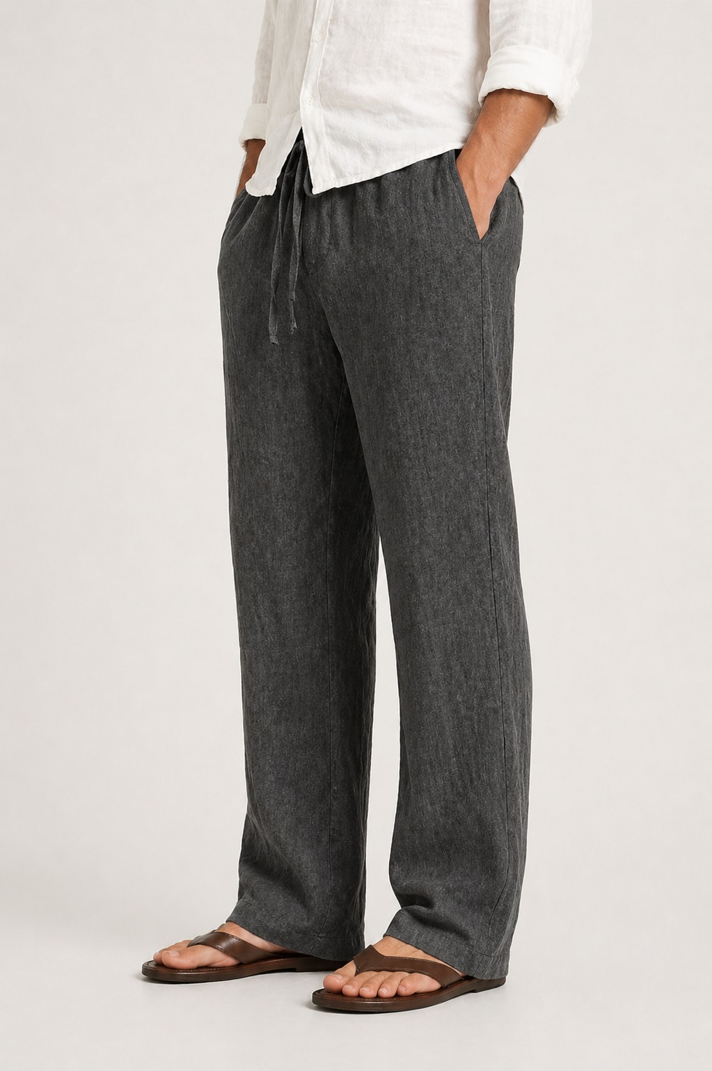 LINEN LOOK TROUSERS FOR MEN