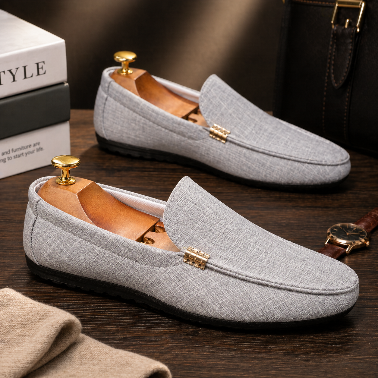 CANVAS SLIP-ON LOAFERS FOR MEN