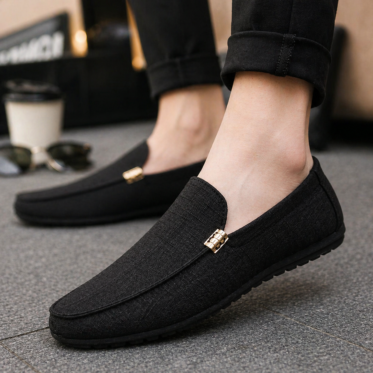 CANVAS SLIP-ON LOAFERS FOR MEN
