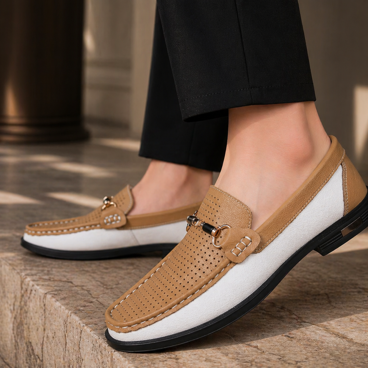PERFORATED SLIP-ON LOAFERS FOR MEN