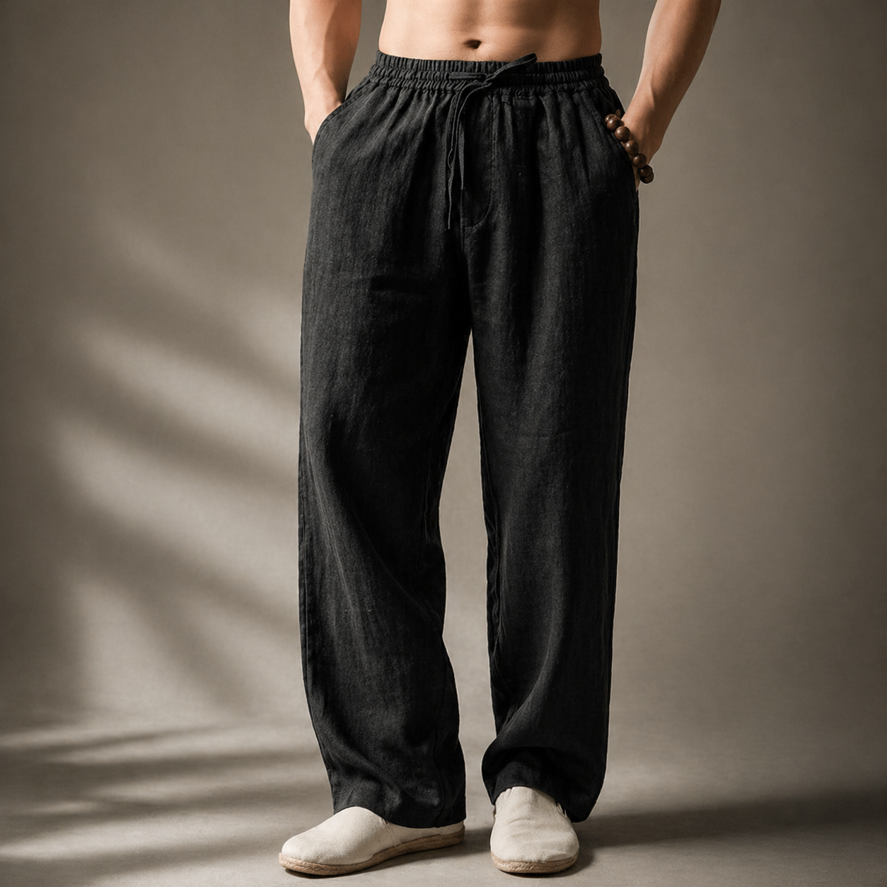LINEN BLEND TROUSERS FOR MEN