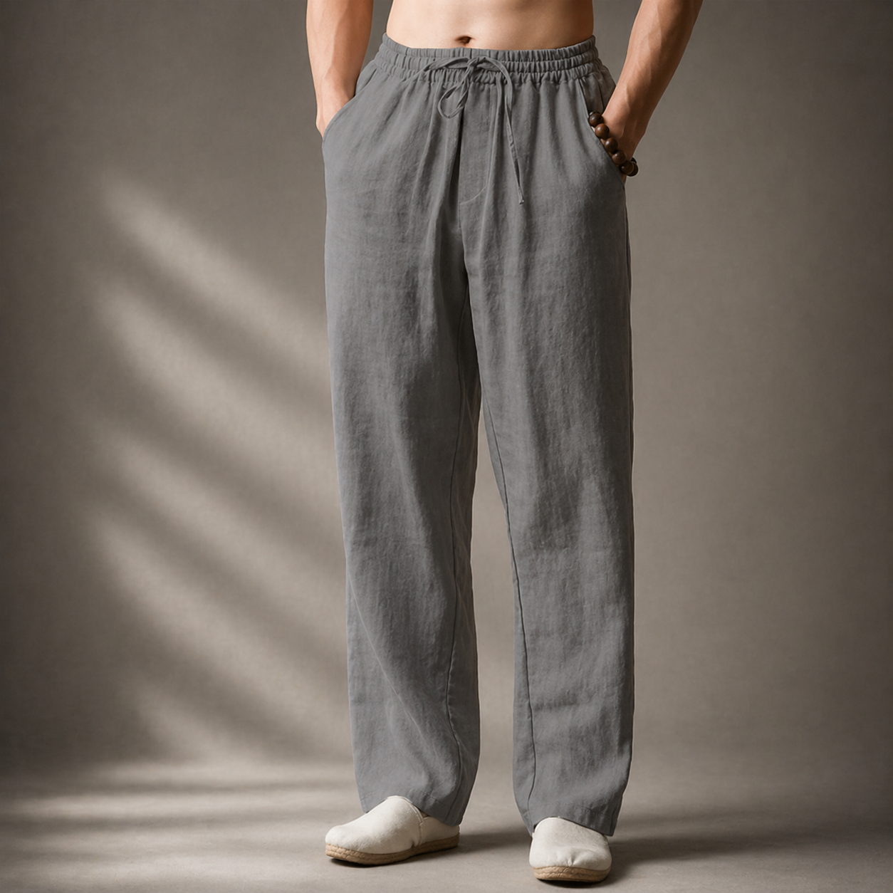 LINEN BLEND TROUSERS FOR MEN