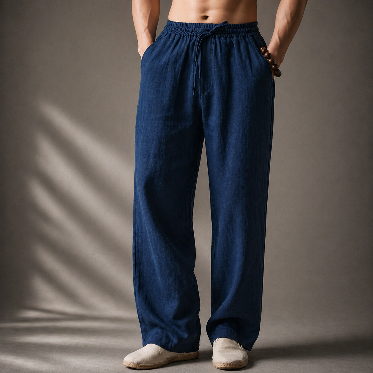 LINEN BLEND TROUSERS FOR MEN