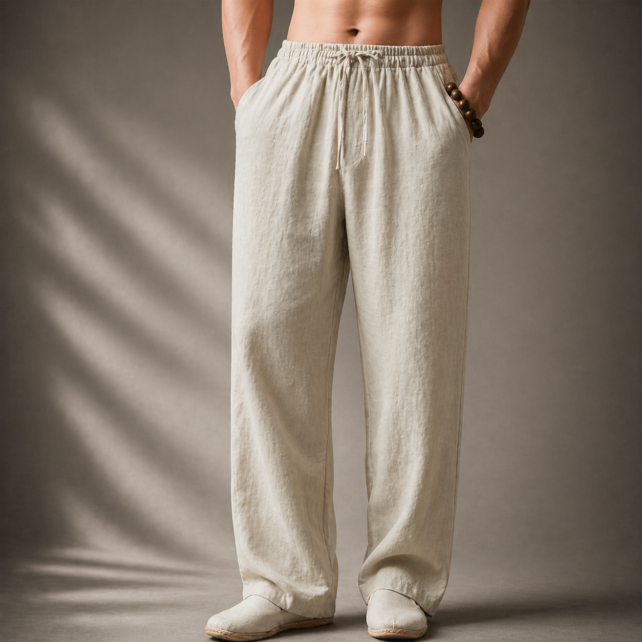 LINEN BLEND TROUSERS FOR MEN