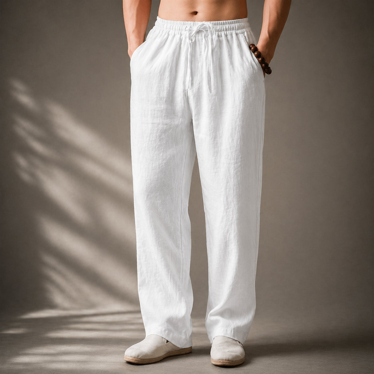 LINEN BLEND TROUSERS FOR MEN