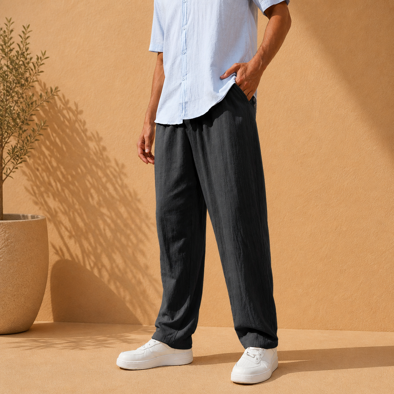 ELASTIC WAIST TROUSERS FOR MEN