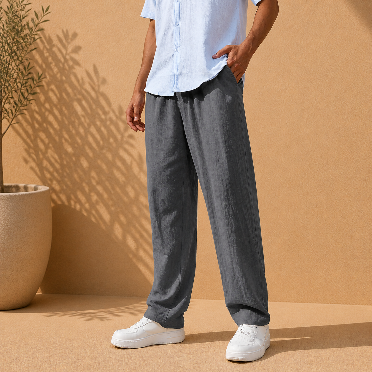 ELASTIC WAIST TROUSERS FOR MEN