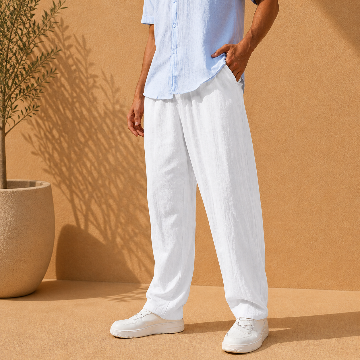 ELASTIC WAIST TROUSERS FOR MEN