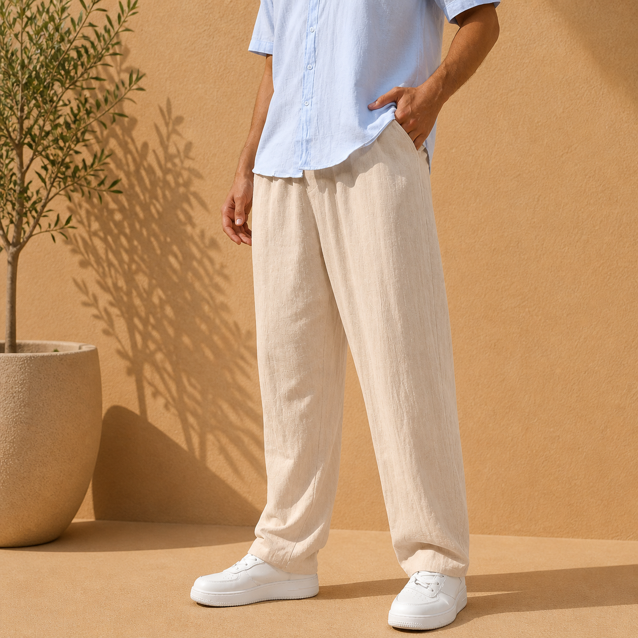 ELASTIC WAIST TROUSERS FOR MEN