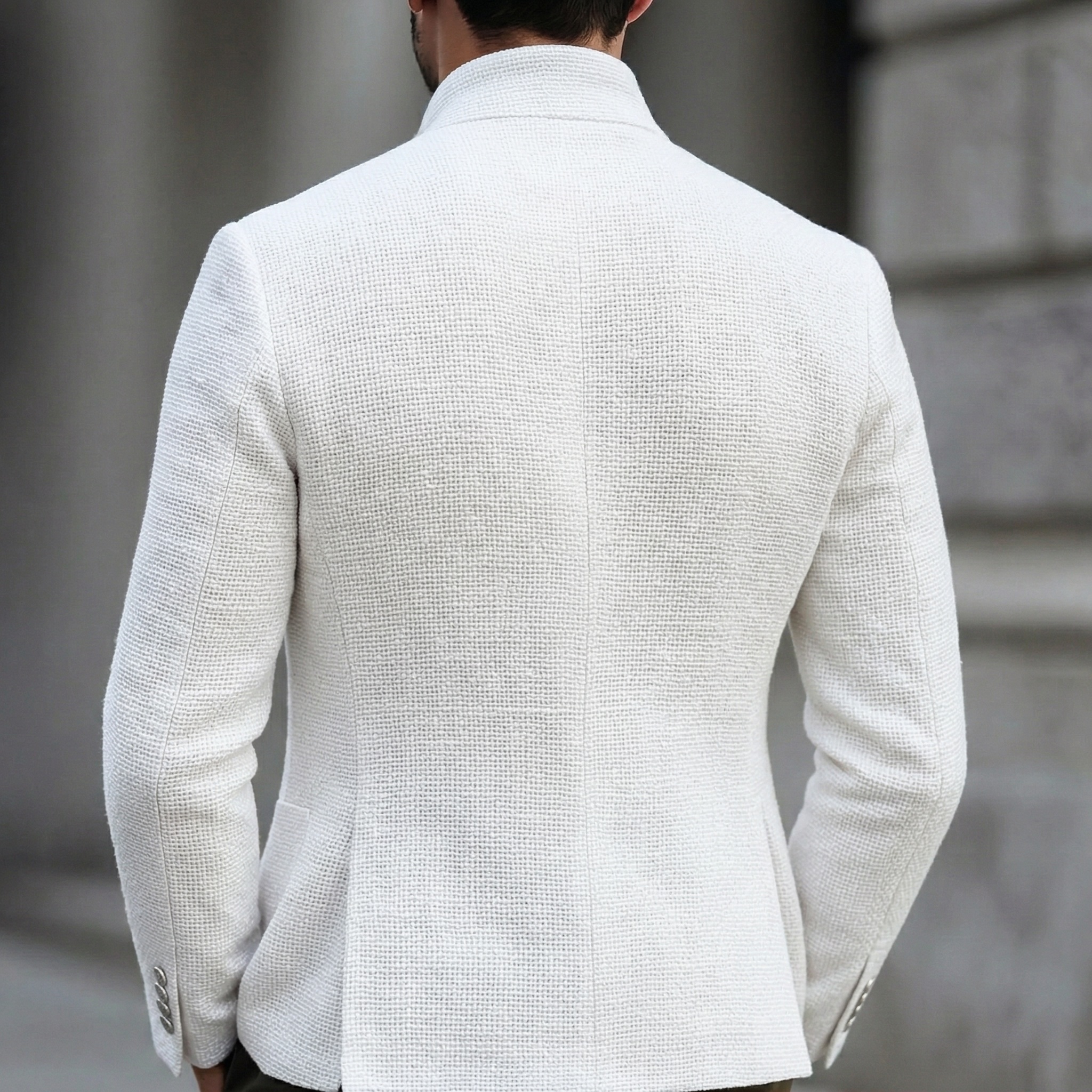 TEXTURED STAND COLLAR JACKET FOR MEN