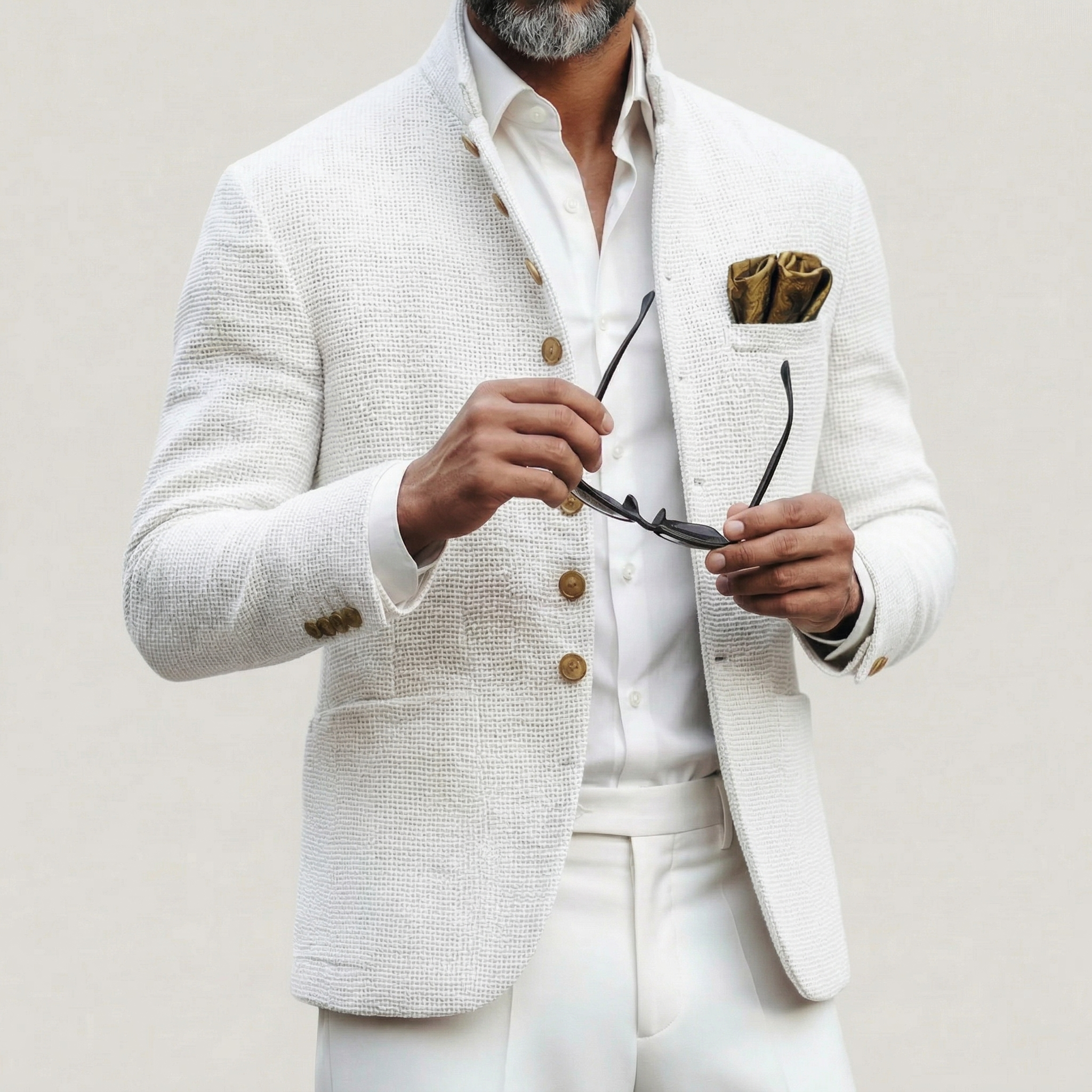 TEXTURED STAND COLLAR JACKET FOR MEN
