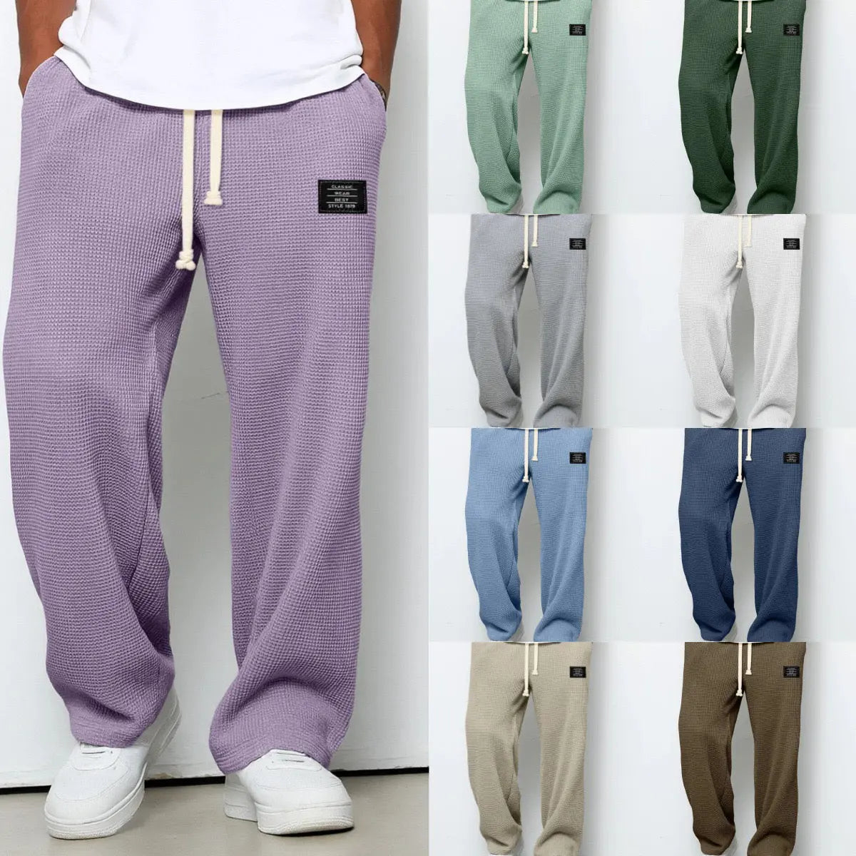 DRAWSTRING WIDE LEG TROUSERS FOR MEN