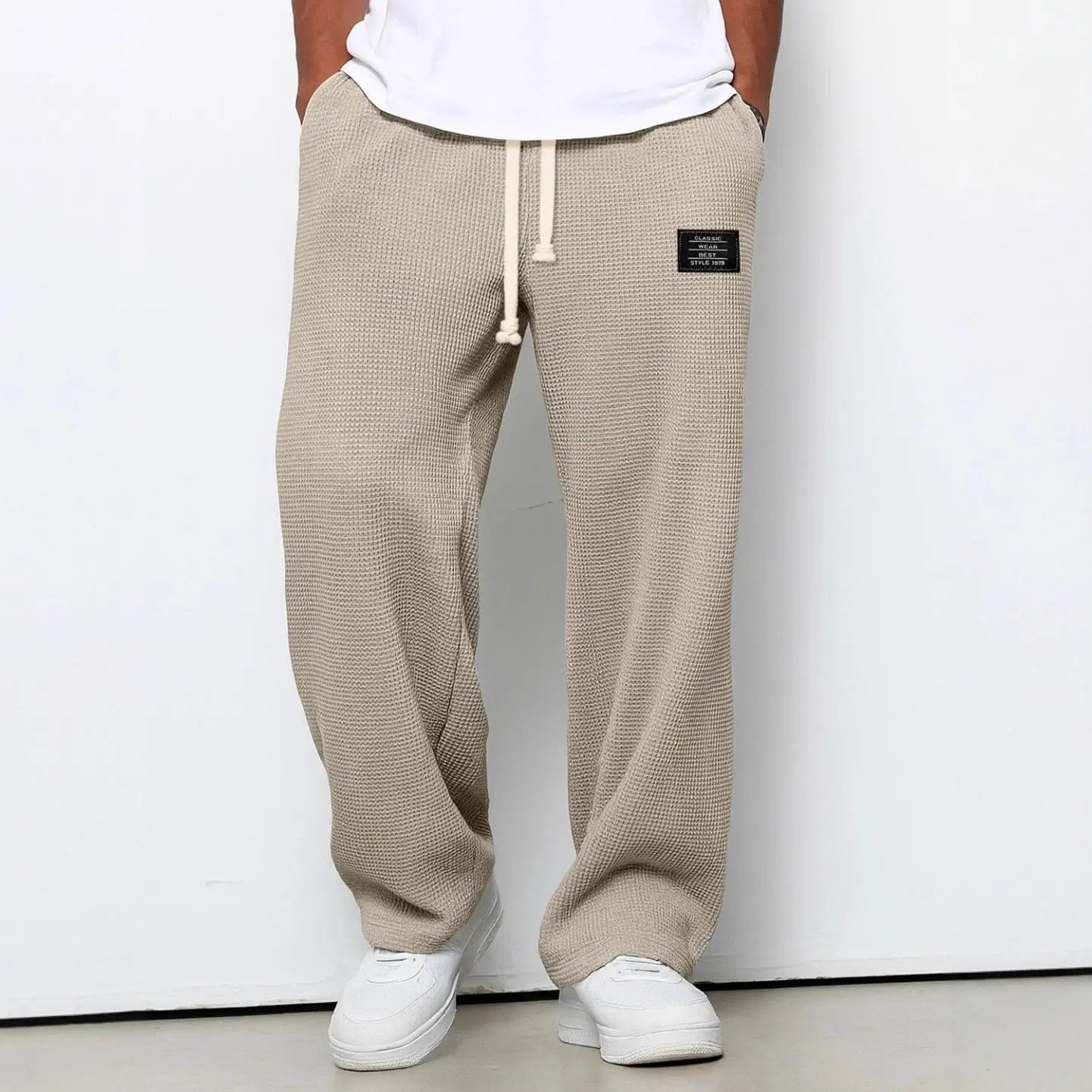 DRAWSTRING WIDE LEG TROUSERS FOR MEN
