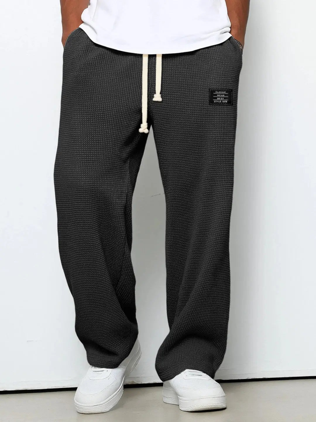 DRAWSTRING WIDE LEG TROUSERS FOR MEN