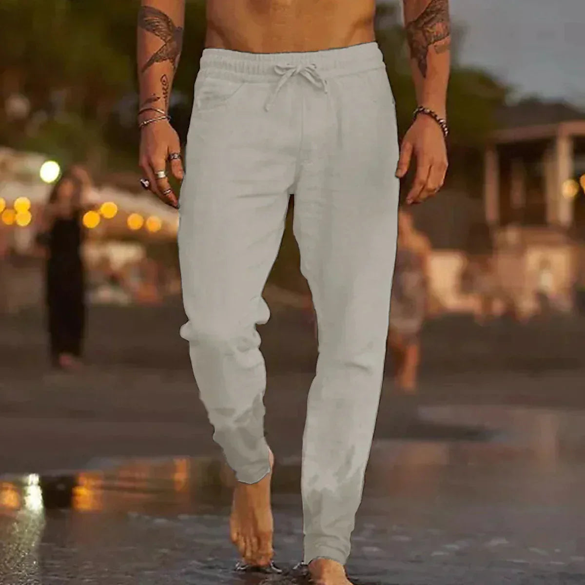 RELAXED LINEN TROUSERS FOR MEN