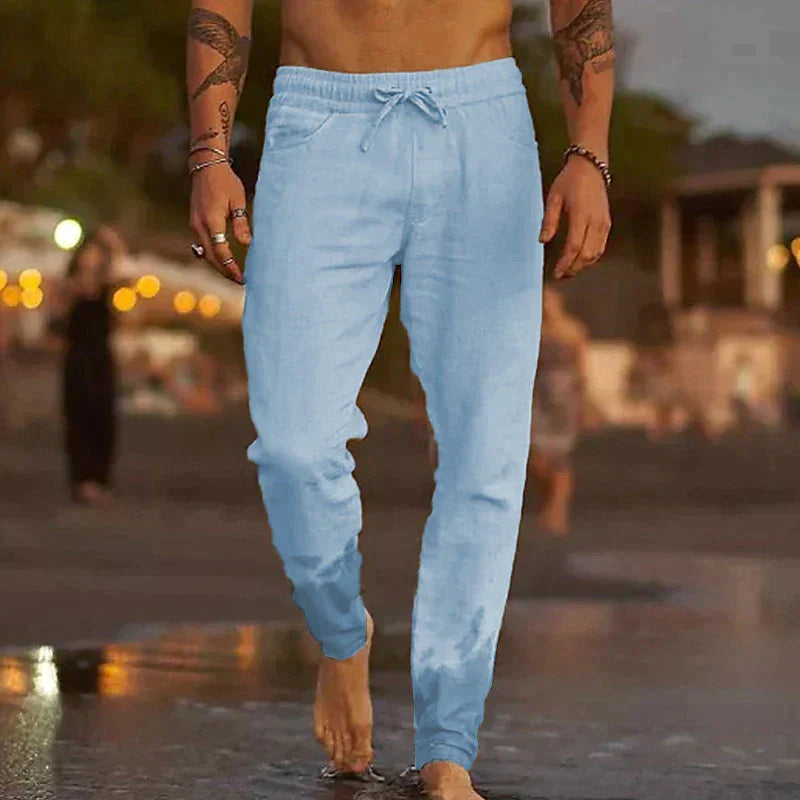 RELAXED LINEN TROUSERS FOR MEN