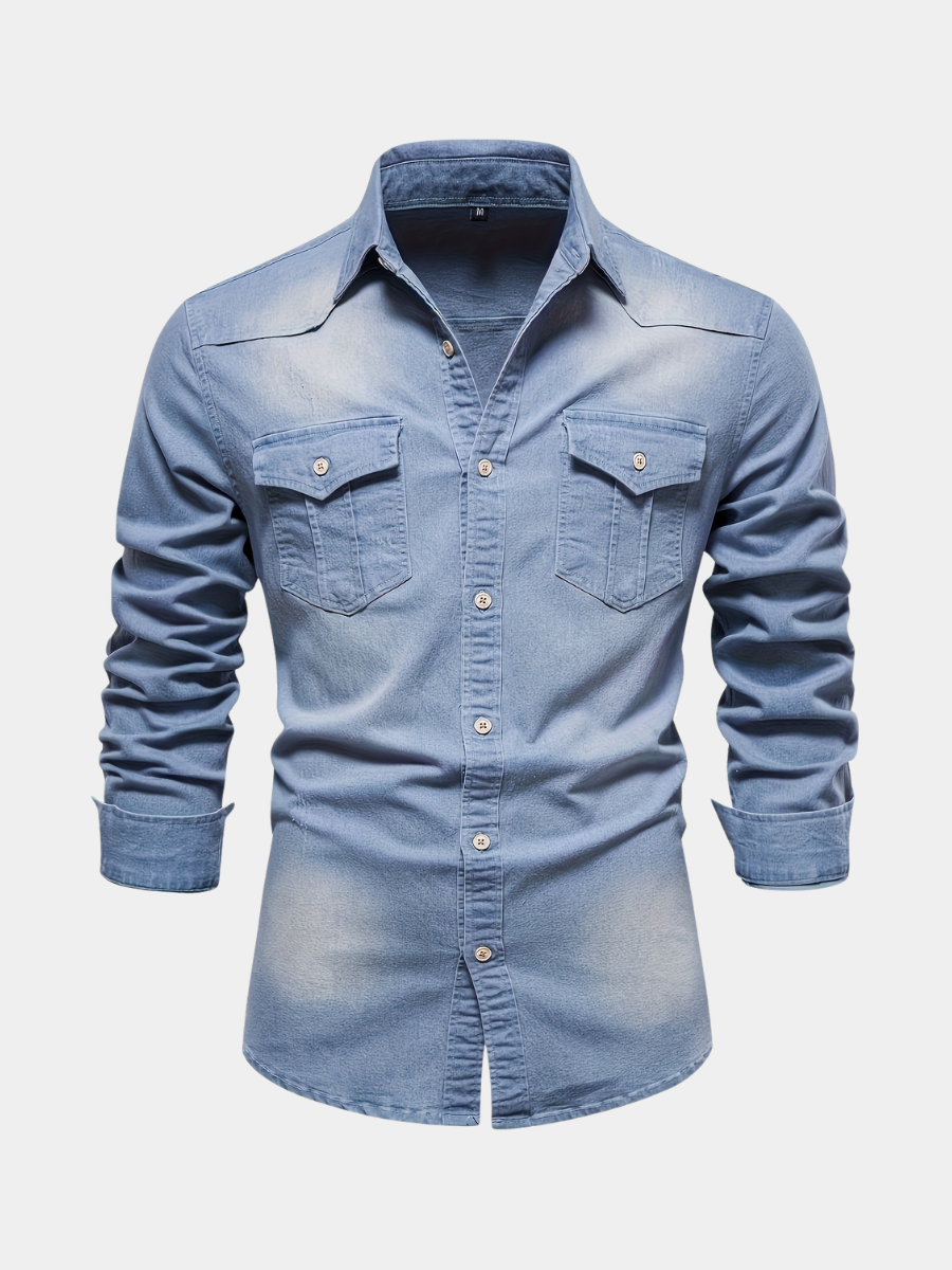 DENIM LONG-SLEEVED SHIRT FOR MEN