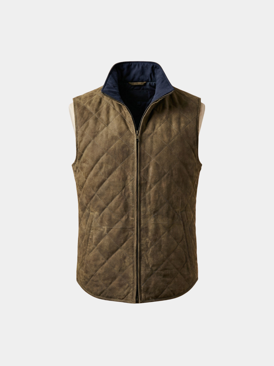 QUILTED MICROSUEDE VEST FOR MEN