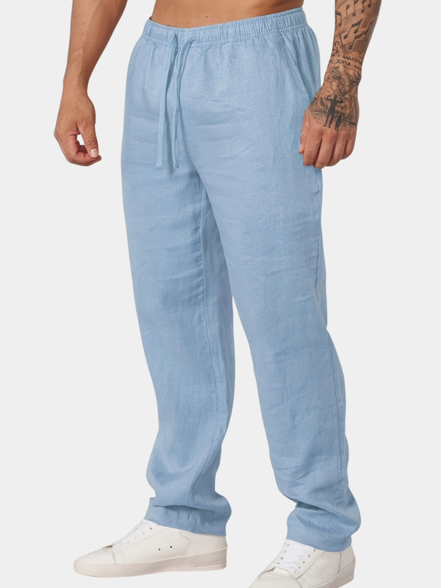 DRAWSTRING LINEN TROUSERS FOR MEN