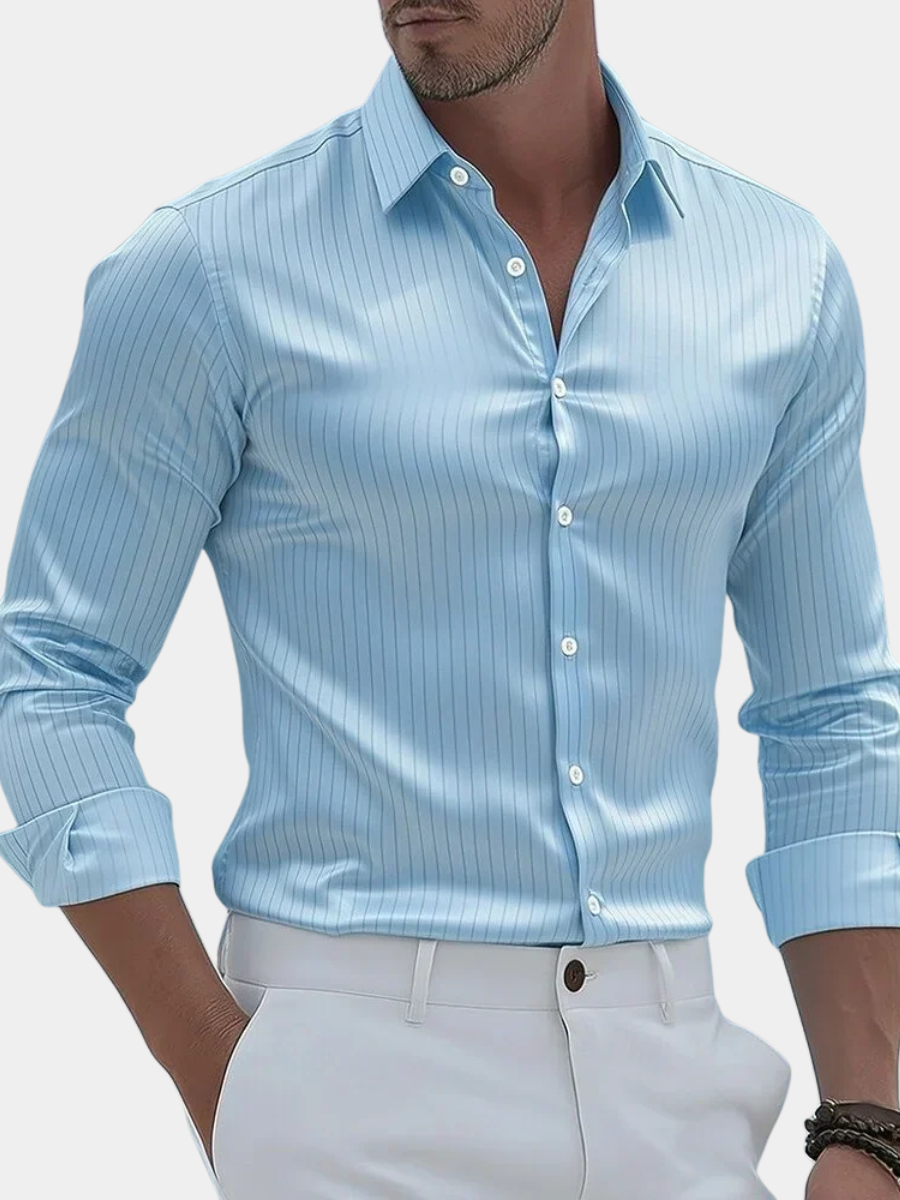 STRIPED POPLIN SHIRT FOR MEN