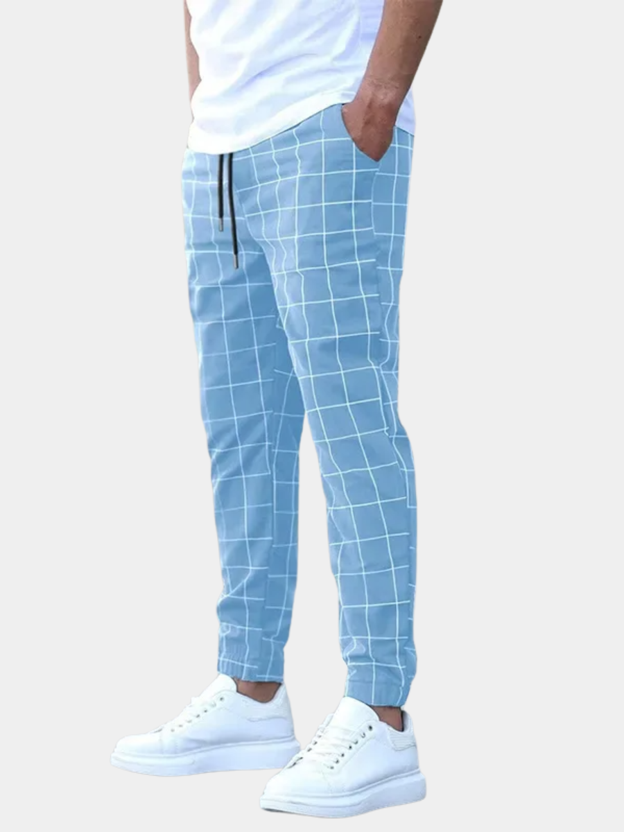 CHECKERED TAPERED JOGGERS FOR MEN