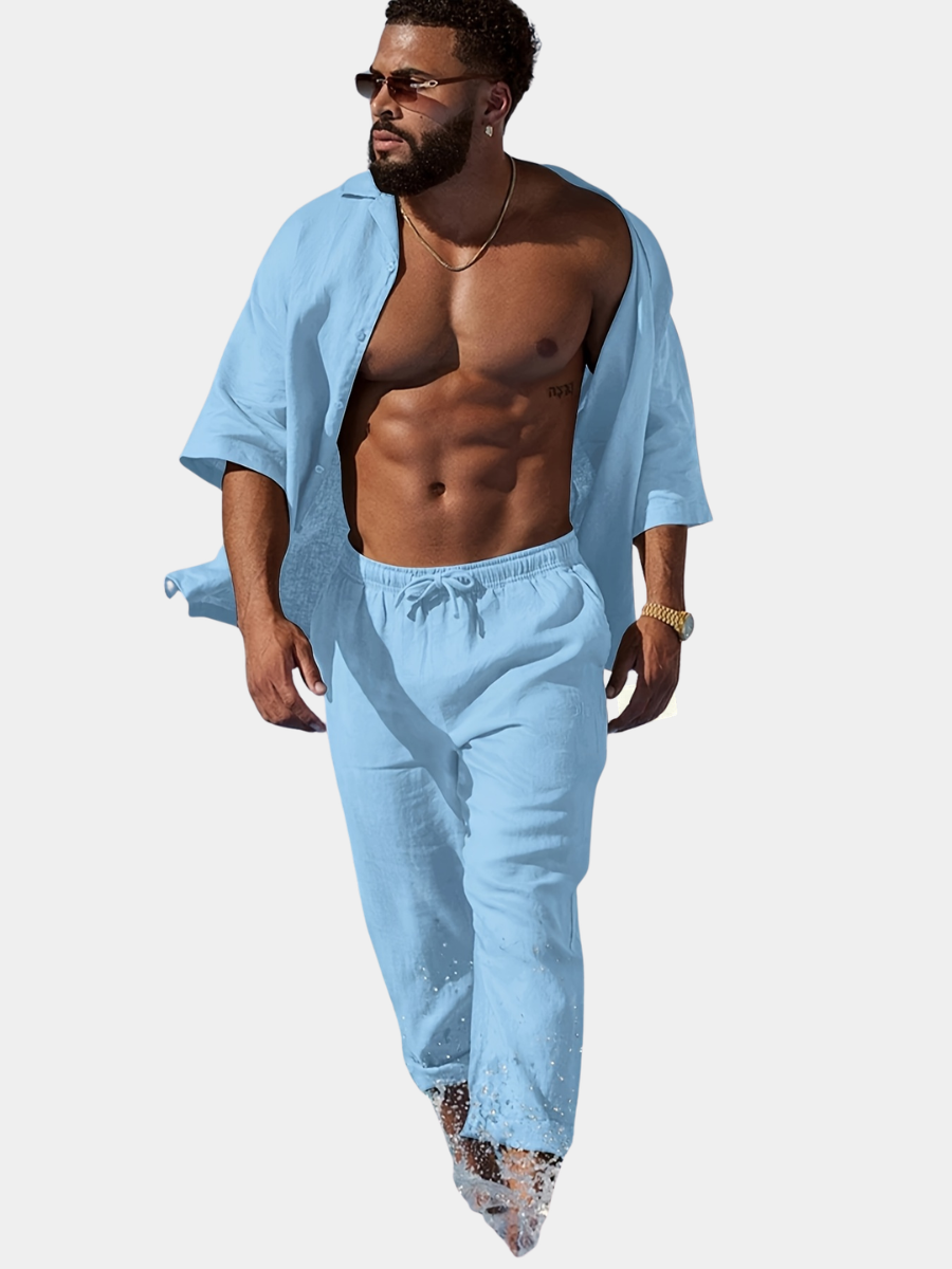 STRAIGHT LINEN TROUSERS FOR MEN